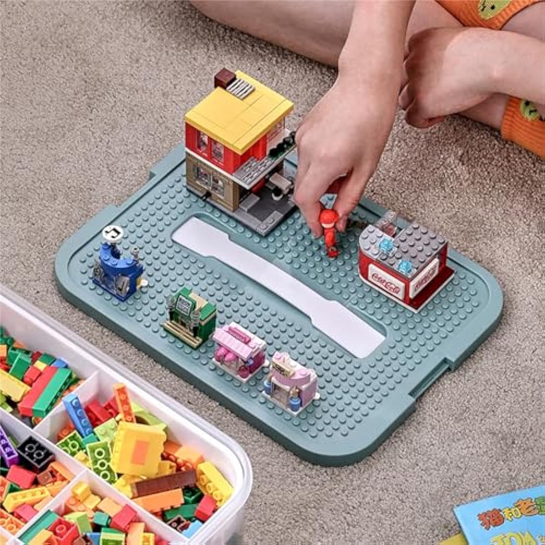 MueJah Storage Organizer for Lego, 3 Tier Stackable Storage Bin Transparent Building Bricks Puzzle Craft Plastic Container Organizing Sorter, Green