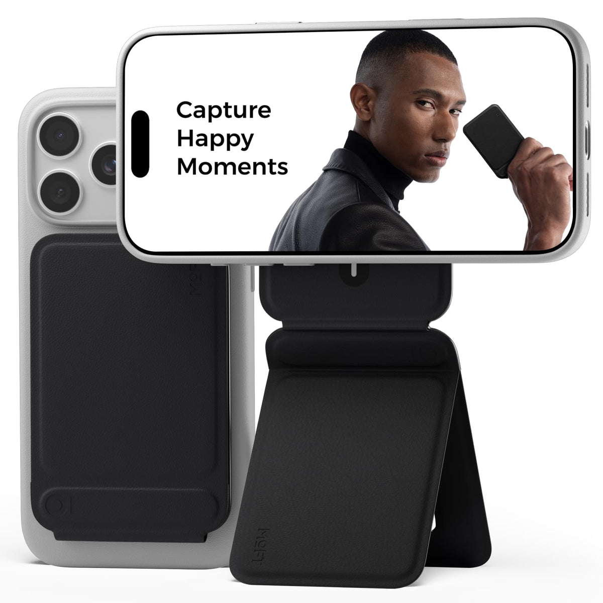 MOFT Phone Tripod Stand Selfie Stick for iPhone, Multi-Angles iPhone Stand, Lightweight & Portable Phone Holder, Strong Magnets, MOVAS Vegan Leather,
