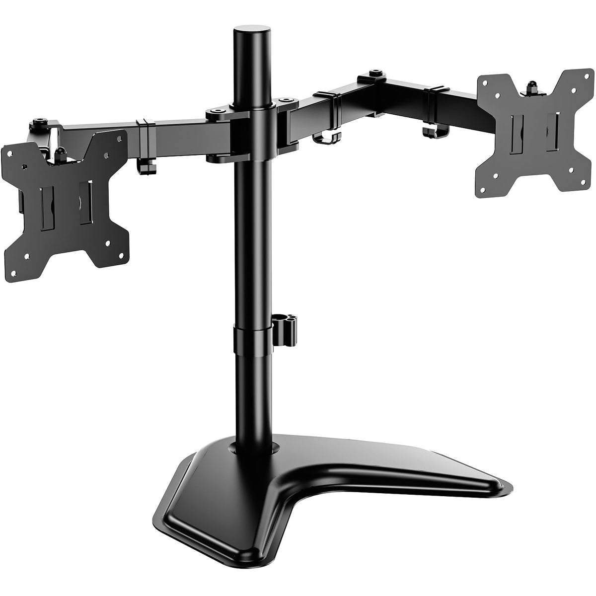 WALI Dual Monitor Stand for Screen Up to 27 Inch, Freestanding Articulating Dual Monitor Arm with Tilt Swivel Rotate, Adjustable Double Monitors Arm