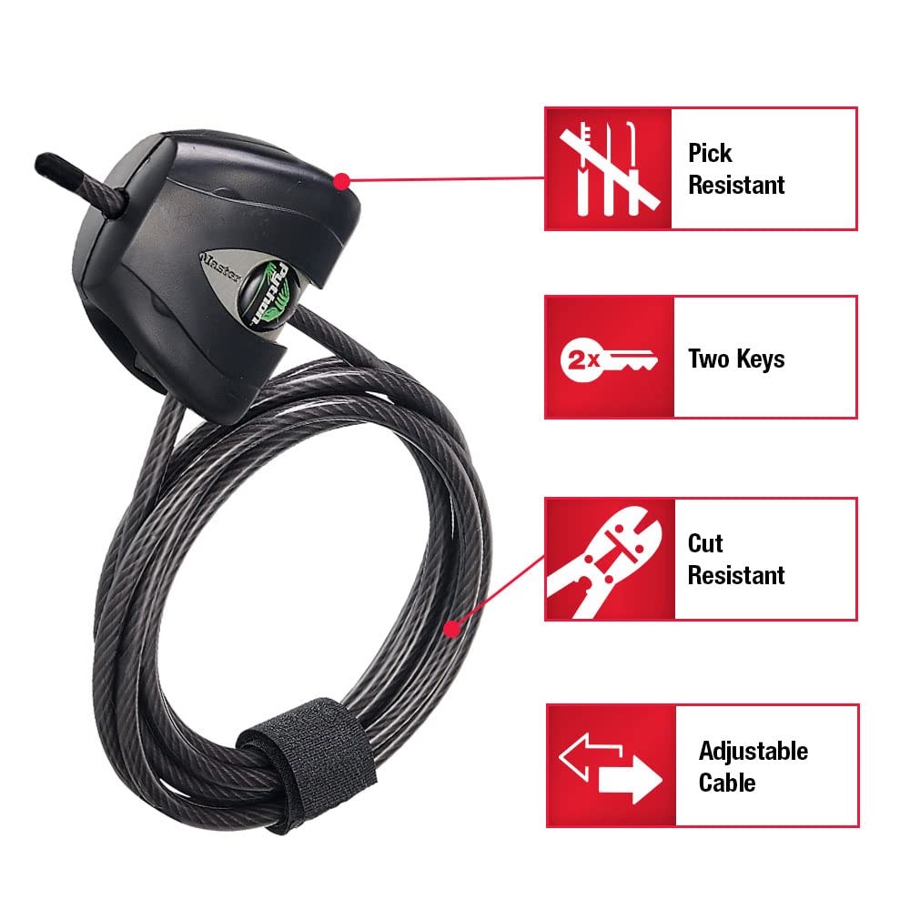 Master Lock Python Cable Lock, Cable Lock with Keys, Trail Camera and Kayak Locking Cable, 2 Pack, 8417T
