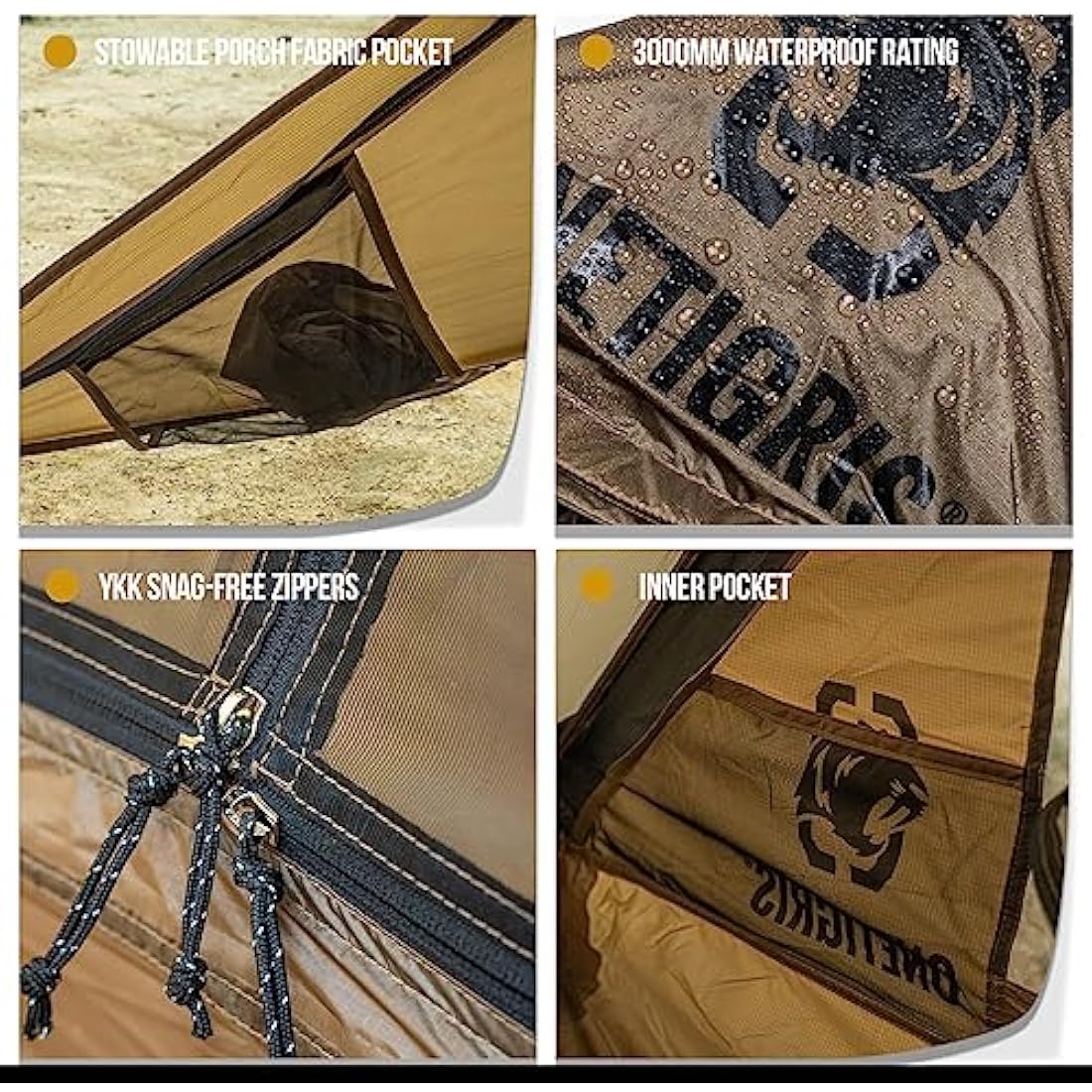 OneTigris TETRA Ultralight Tent, Upgraded, 1-2 Person, Waterproof, 3 Season, Ideal for Camping Hiking Trekking Backpacking Bushcraft