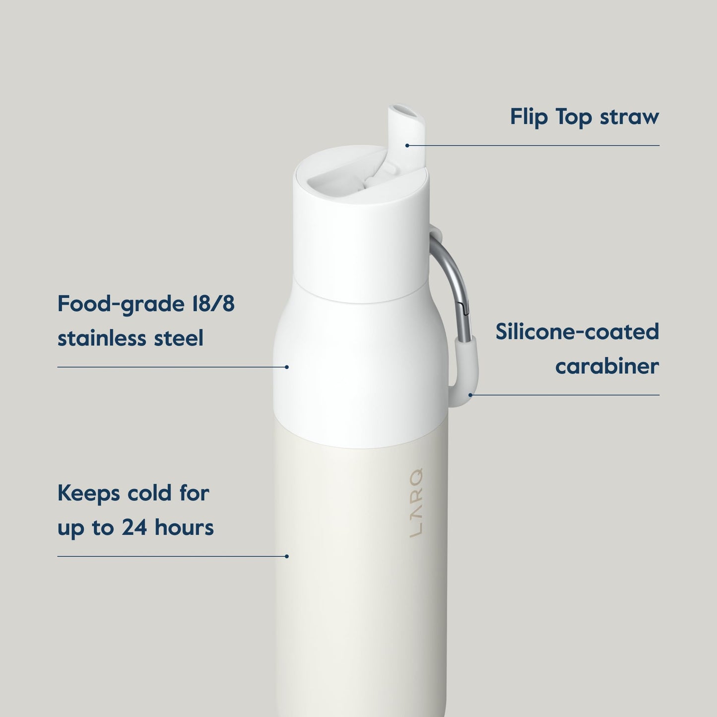 LARQ Bottle Flip Top 25oz - Insulated Stainless Steel Water Bottle with Straw | BPA Free | Reusable Water Bottle for Sports, Gym, and Travel | Keep