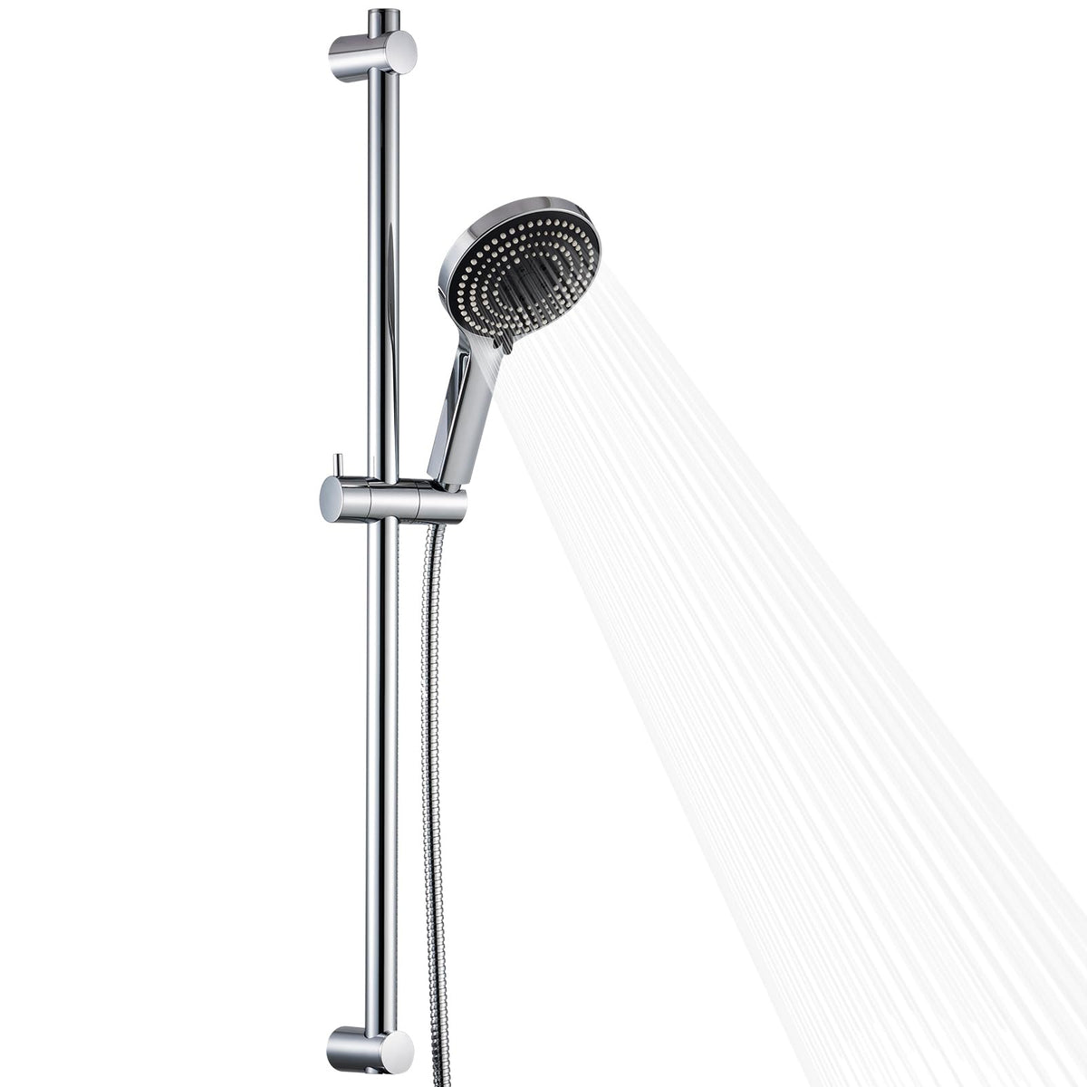OFFO Shower Slide Bar with 6 Modes Shower Head Set, 1.5m Stainless Steel Hose,Adjustable 90cm Riser Rail and High Pressure Handheld Showerhead,Chrome