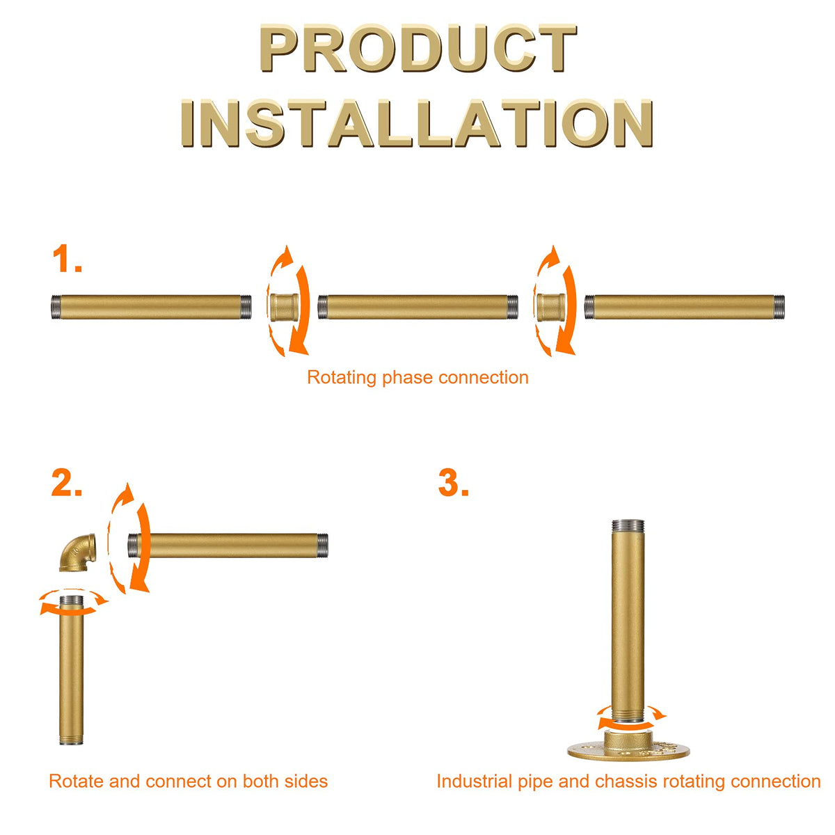 Ihomepark Industrial Pipe Gold Clothing Rack, 74 cm Wall Mounted Gold Iron Garment Clothes Bar, Heavy Duty Metal Hanging Rod for Retail Display
