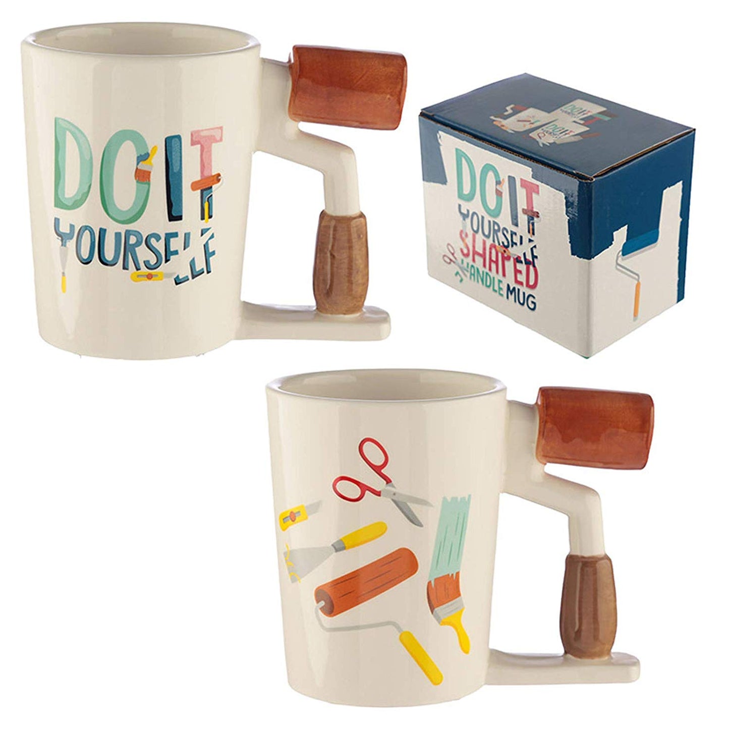 Paint Roller Shaped Handle Ceramic Mug