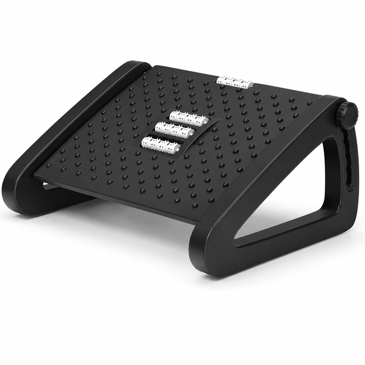 Adjustable Underdesk Footrest - Desk Foot Rest with Moveable Wheels - Foot Stool Under Desk with Large Roller Massage