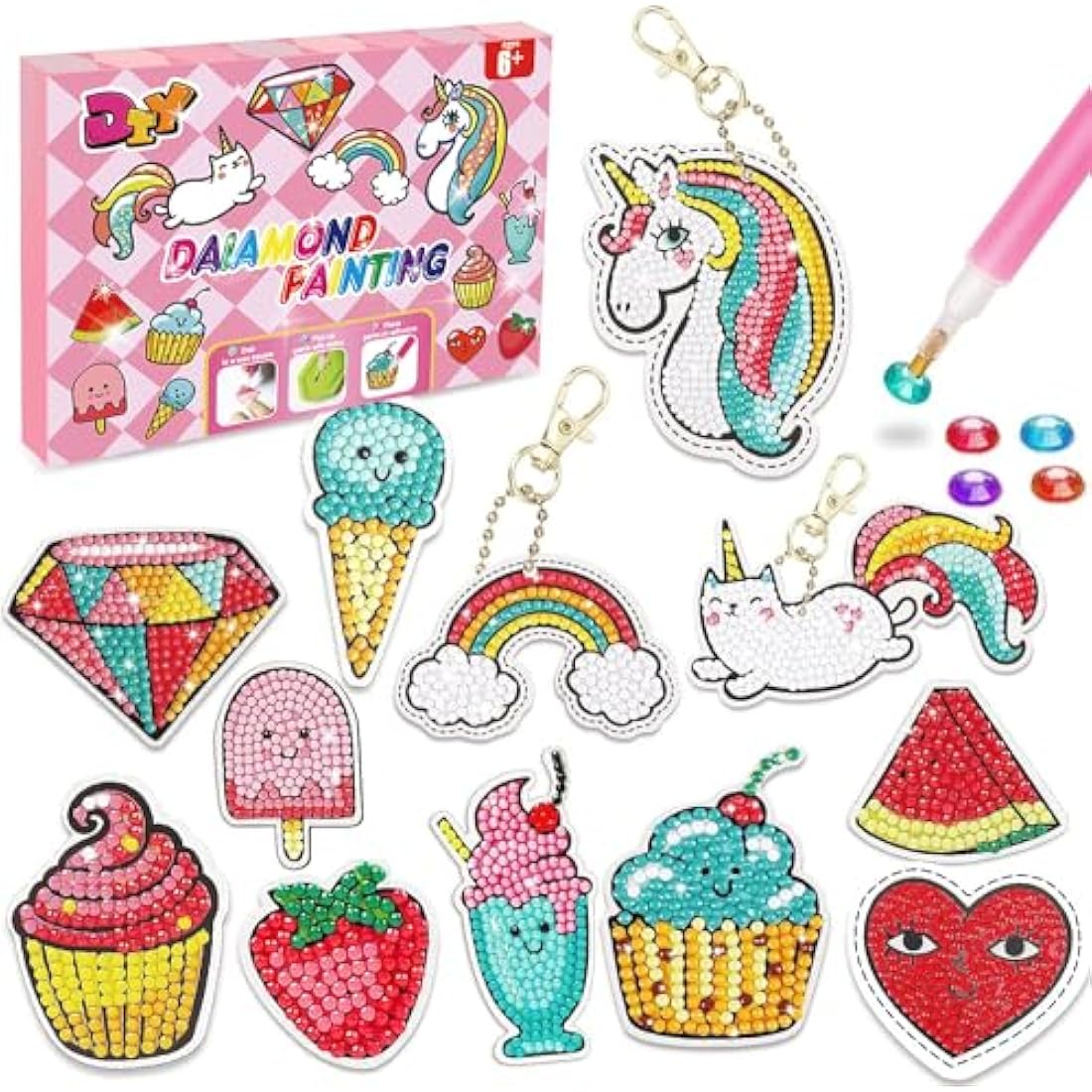Gifts for 5 6 7 8 9 10 Year Old Girls: Birthday Presents - DIY Diamond Keychain Arts Craft Mosaic Kits Toys for Girl - Easter Gifts for Kids - Daughter, Big Sister, Niece, Granddaughter Teen Girls
