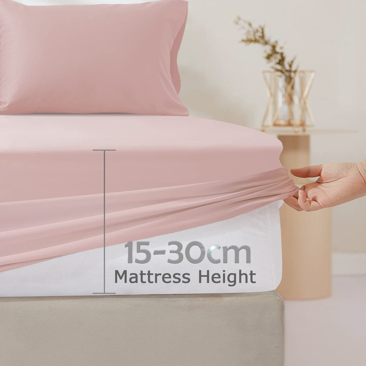 Waterproof Mattress Protector,122x190cm Mattress Covers, 30cm Deep Pocket Fitted Sheet