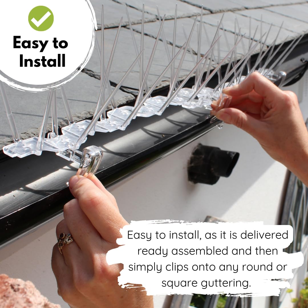 Defender Bird Spikes | Gutter Pack for Seagulls & Pigeons | Ready Assembled | 9 Metre Pack