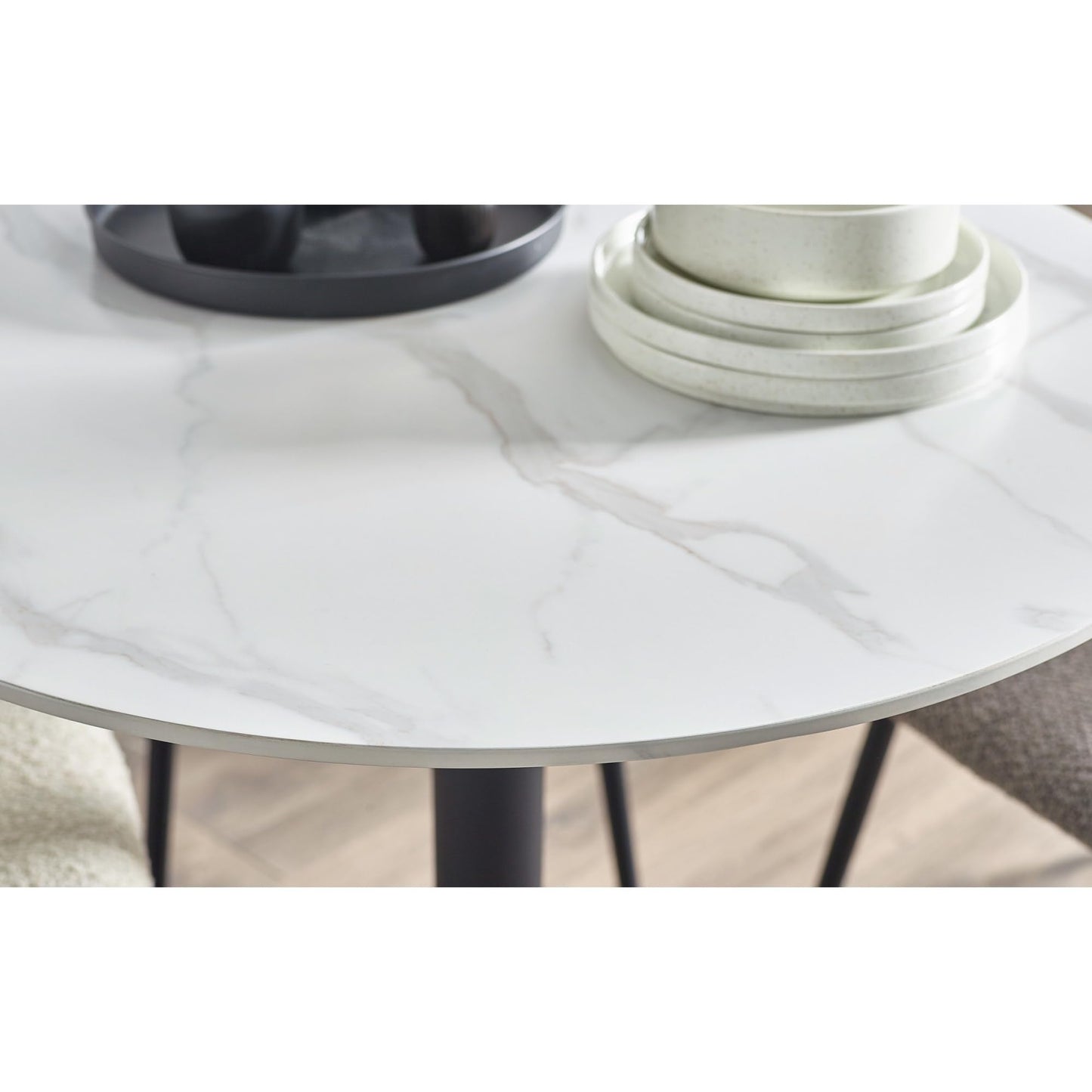 Julian Bowen Luca 80cm Round Dining Table White for 2 - H75 x W80 x D80cm