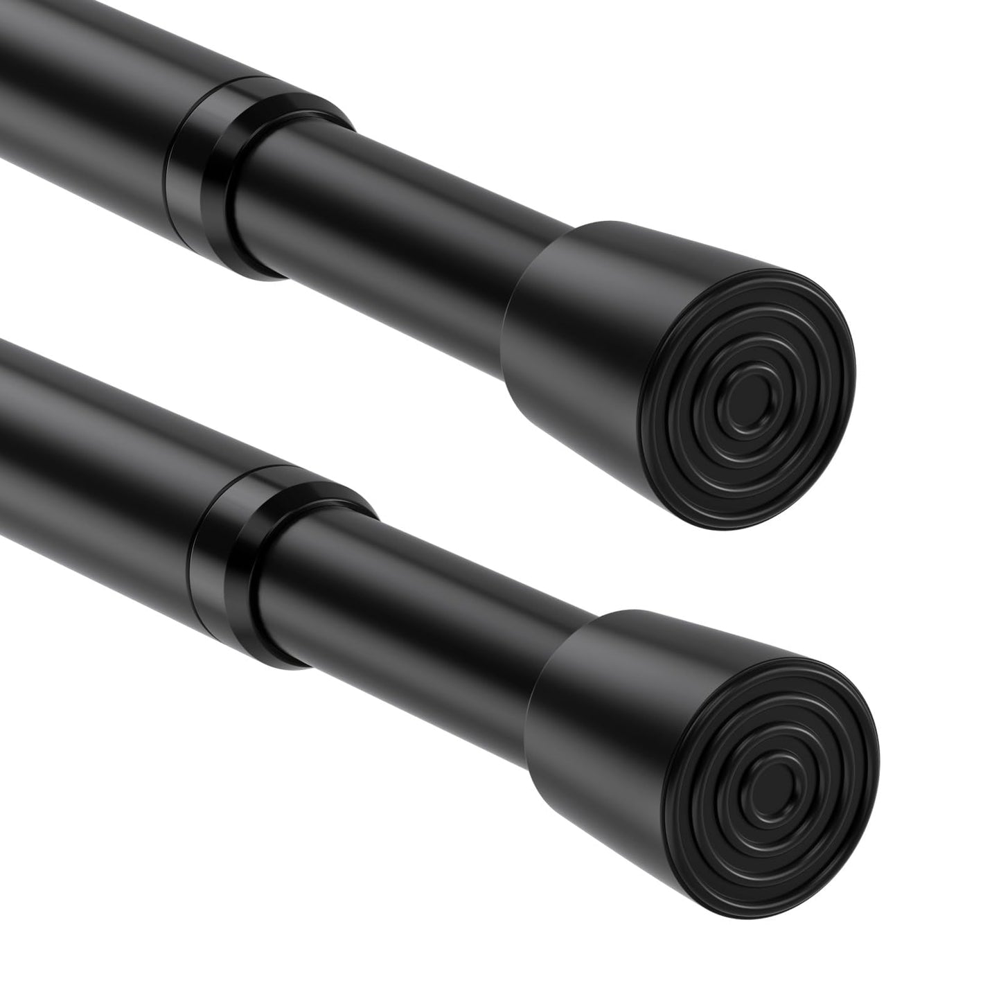 Tension Rods for Curtains 80-150cm 2Pack Balck Net Curtain Rods Shower Curtain Pole Spring Loaded Curtain Rod Extendable Curtain Rod for Window