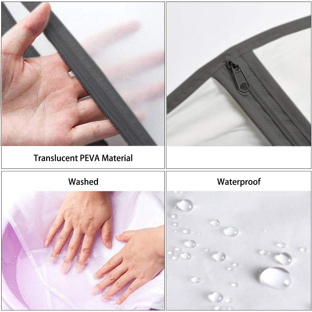 Moth Proof PEVA Zip Garment Bags,Translucent Waterproof Clothes Dust Covers, 6pcs 60 * 100cm Wardrobe Storage