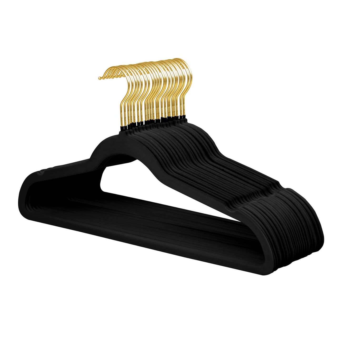 ManGotree Velvet Coat Hangers with 360° Swivel Gold Hook 22 Pack Black