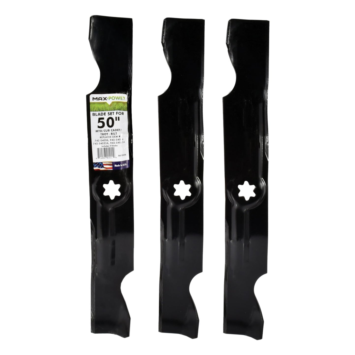 MAXPOWER 561545B 3-Blade Set for Many 50 in. Cut MTD, Cub Cadet, Troy-Bilt Mowers, Replaces OEM #'s 742-04056, 942-04056, 112-0316 and Others,Red