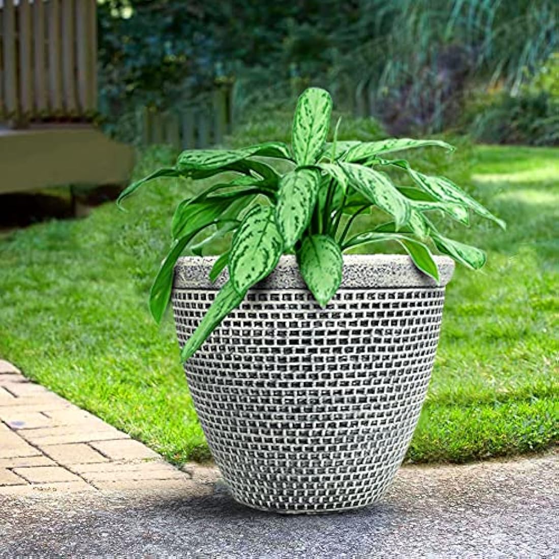 SG Traders Plastic Round Cromarty Plant Pot Flower Pot Planter Garden Decoration Antique Silver 25cm Planter, Outdoor Flower Pots Outside Garden Planters Outdoor With Drainage Holes (Pack of 2)