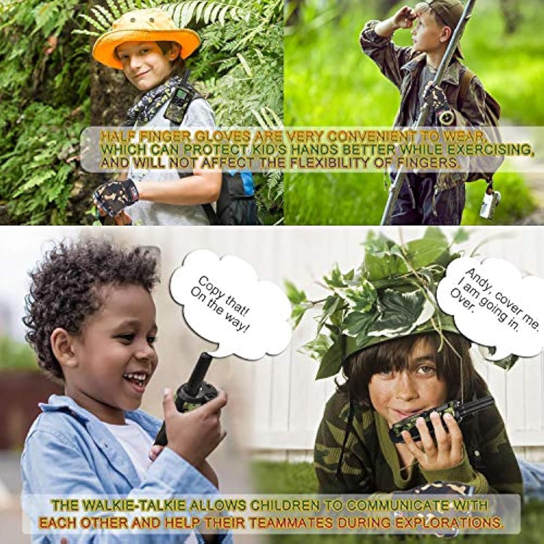 Kids Walkie Talkies Boy Toys - Gifts for Children Over 4 years old 8 Channel 2 Way Radio 3 KM Long Range Fit Outdoor Adventure Game Camp Hunt Trip Girls Boys Birthday Gifts Toys aged 5-13