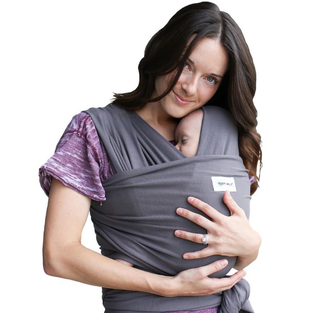 Sleepy Wrap Baby Carrier Newborn to Toddler (7-35 lbs/3-15 kg) - Hands-Free & Hip-Healthy Baby Wrap Carrier, Machine-Washable & Breathable (Grey)
