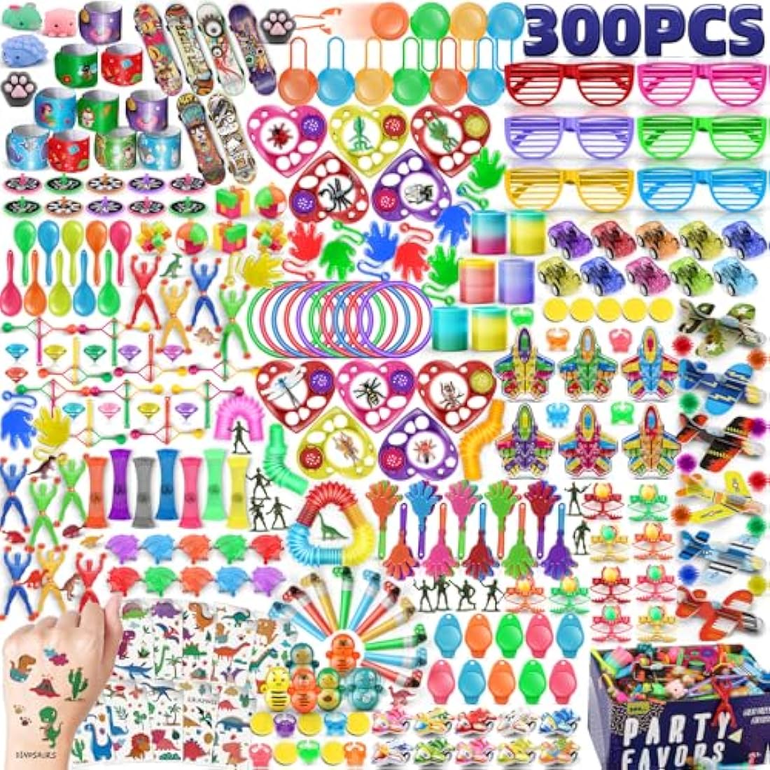 nicknack Party Bag Fillers for kids, 300PCS 34 Kinds of Party Favours Toy Assortment Kids Small Toys for Girls Boys Game Prizes Party Bag Fillers