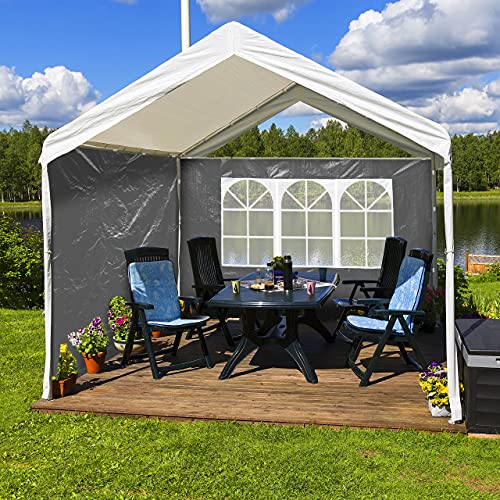 Relaxdays Side Wall Set of 2 H x W 2 x 3 m Gazebo Wall with Window, Waterproof, Side Panels for Gazebos, Grey
