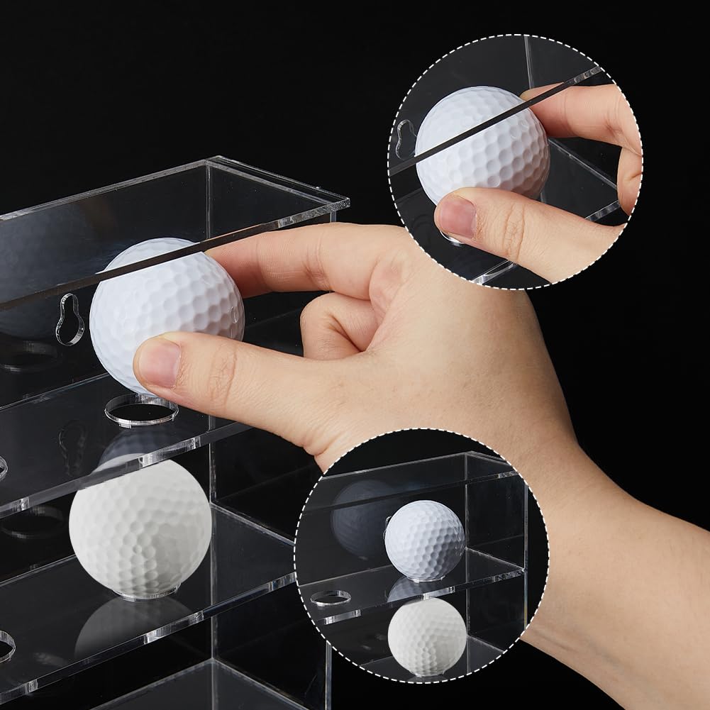 SUPERFINDINGS 1 Set Mountable Golf Ball Holder Golf Ball Collection Acrylic Display Cabinet Clear Showcase Racks for Hanging Display Shelves for Shop