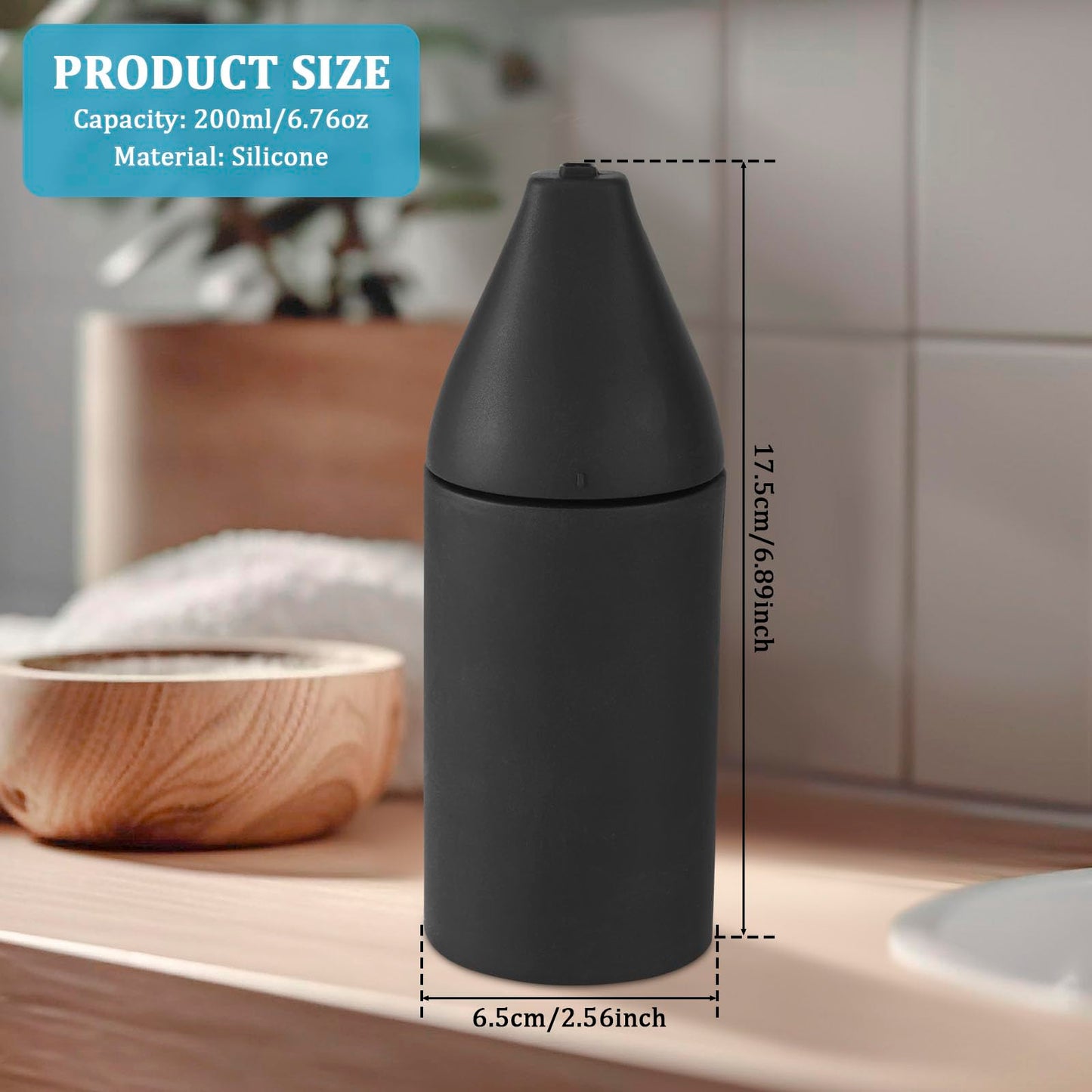 200ml Silicone Dish Soap Dispenser, Refillable Squeeze Bottle for Kitchen
