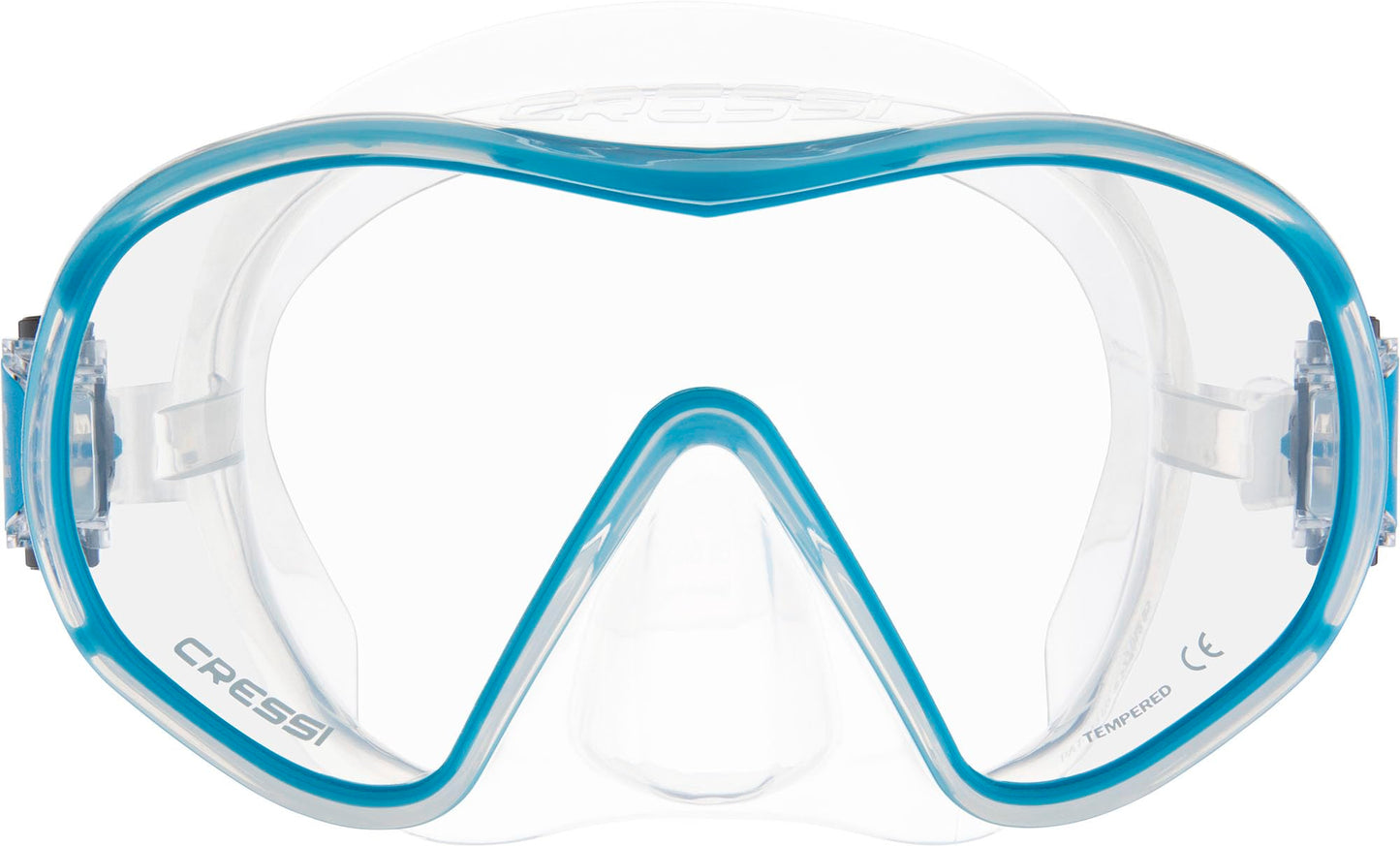 CRESSI F-Dual + Supernova Dry Combo - Unisex Diving Mask F-Dual rimless and Dry Snorkel for Snorkelling and Scuba Diving, Colour Clear/Blue, One Size