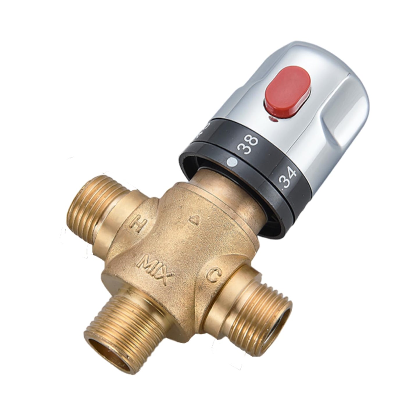 Coleniny Thermostatic Mixing Valve for Shower System Water Temperature Control Pipe Basin Thermostat Control, Solid Brass 3-Way Hot Cold Water