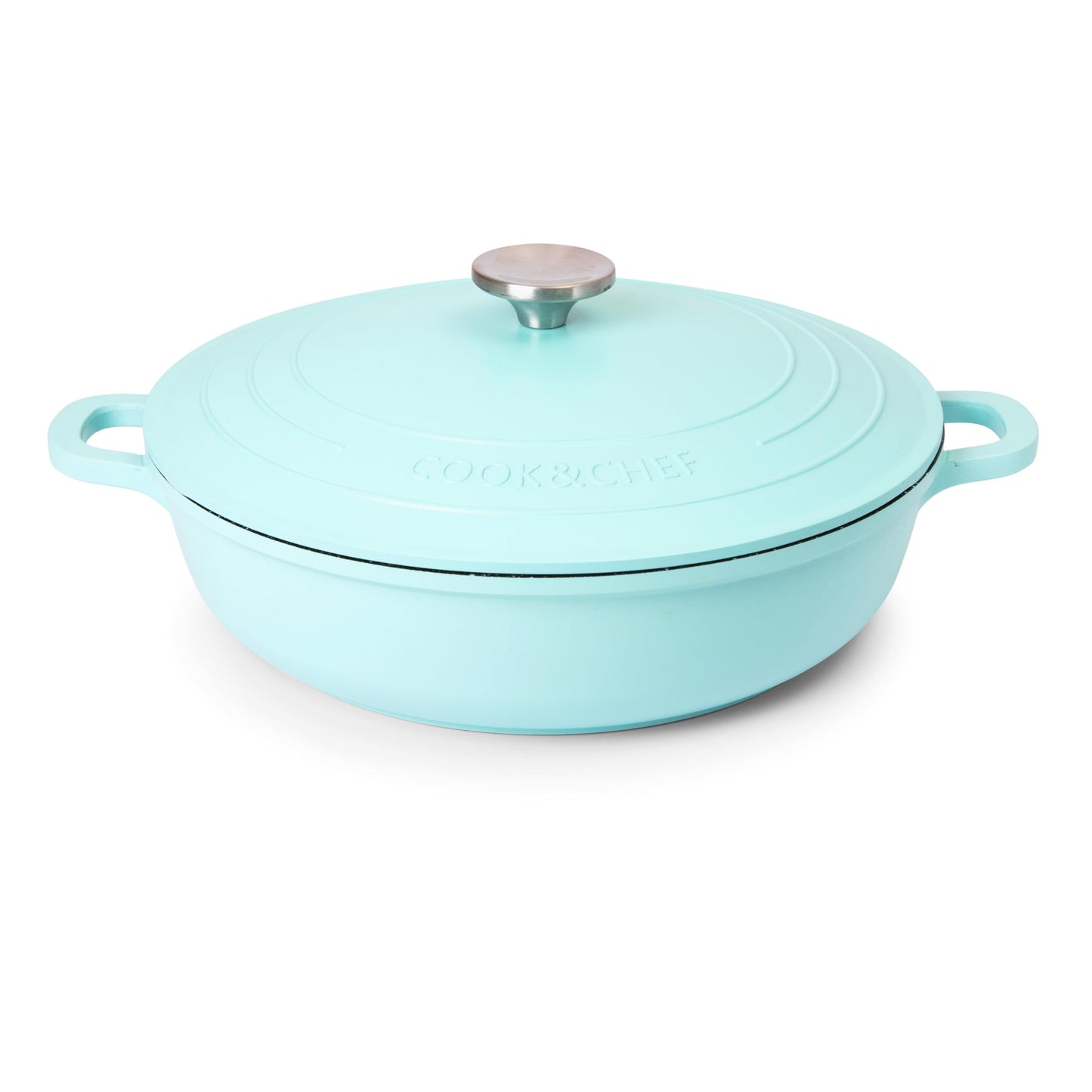 Casserole Dishes with Lid Oven Proof  Non Stick Shallow Dutch Oven  Induction Cooking Pot  Oven Safe Aluminium Stockpot  3.9L, 28cm, Teal  by
