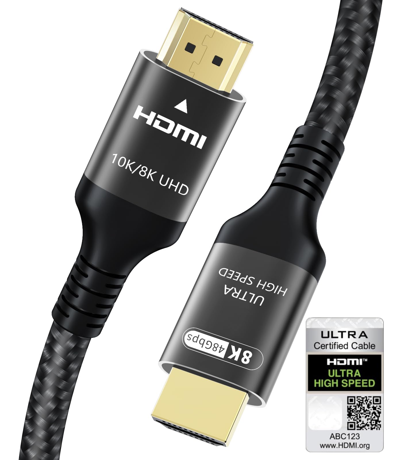 Certified 10K 8K HDMI 2.1 Cable 5M, 48Gbps Ultra High Speed HDMI Cable Ethernet CEC 4K 240Hz 200Hz 165Hz 144Hz 120Hz 10K 8K 60Hz ARC eARC Netflix