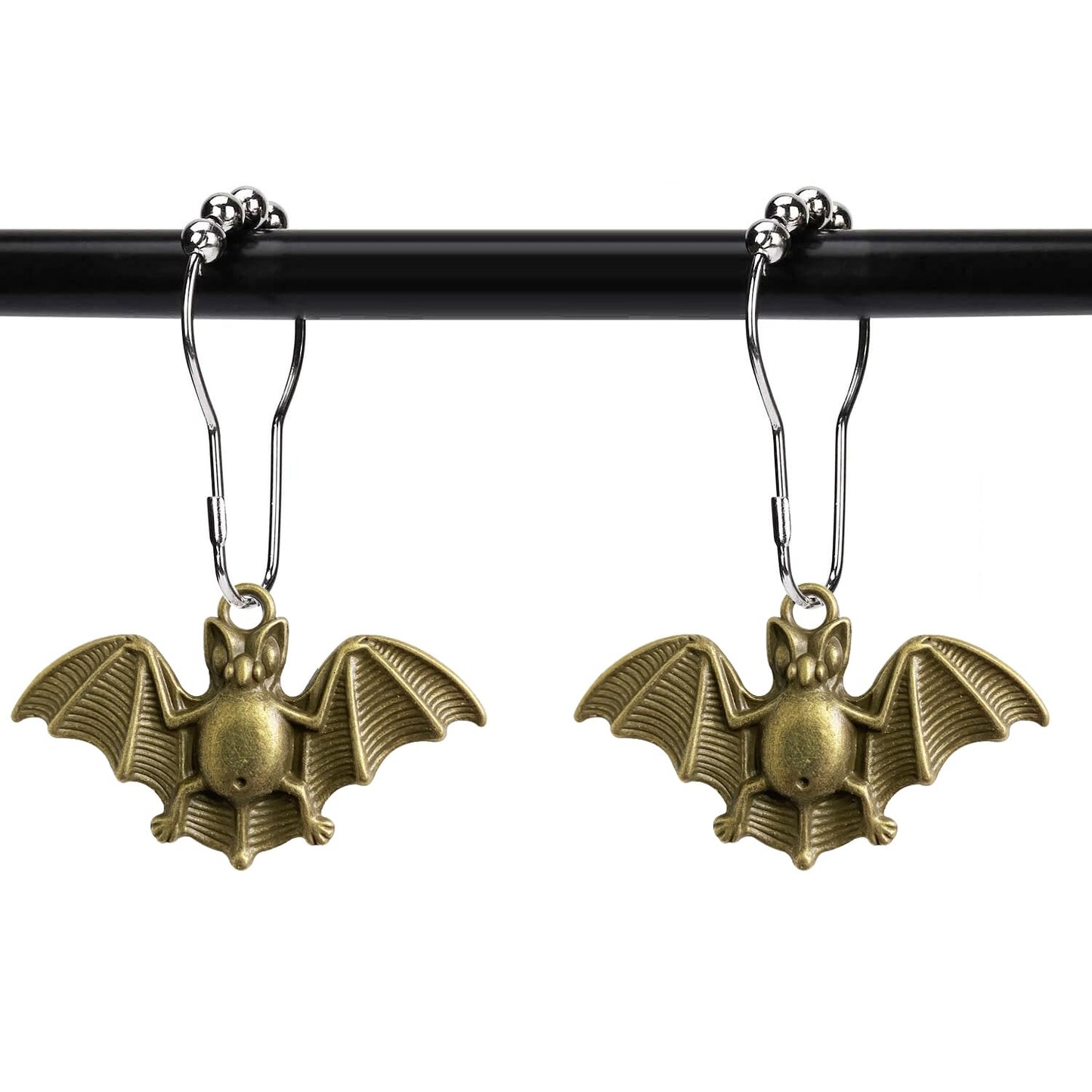 ZILucky Shower Curtain Hooks and Rings Bats Party Supplies Decoration Halloween Stainless Steel Rustproof Bronze Set of 12