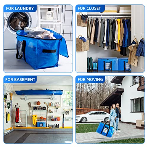 TAILI Heavy Duty Moving Bags 6 Pack Extra Large Storage Bags, Moving Storage Bags with Zips, Clear Window & Reinforced Handles, Waterproof Moving Bags