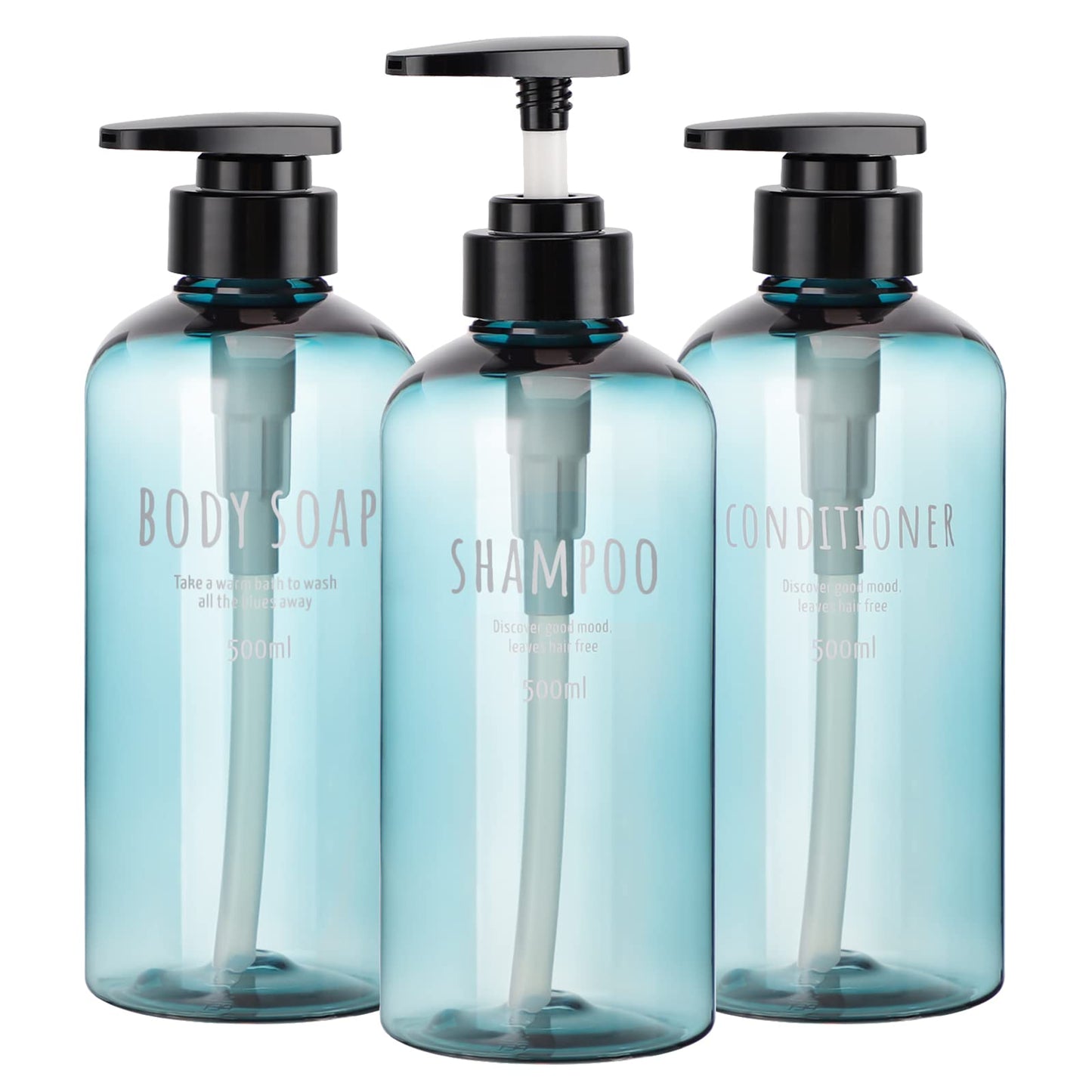 16.9oz Shower Bottles Refillable, Segbeauty 3pcs 500ml Liquid Soap Dispenser for Bathroom, Pump Bottles for Body Soap Shampoo Conditioner Shower Gel