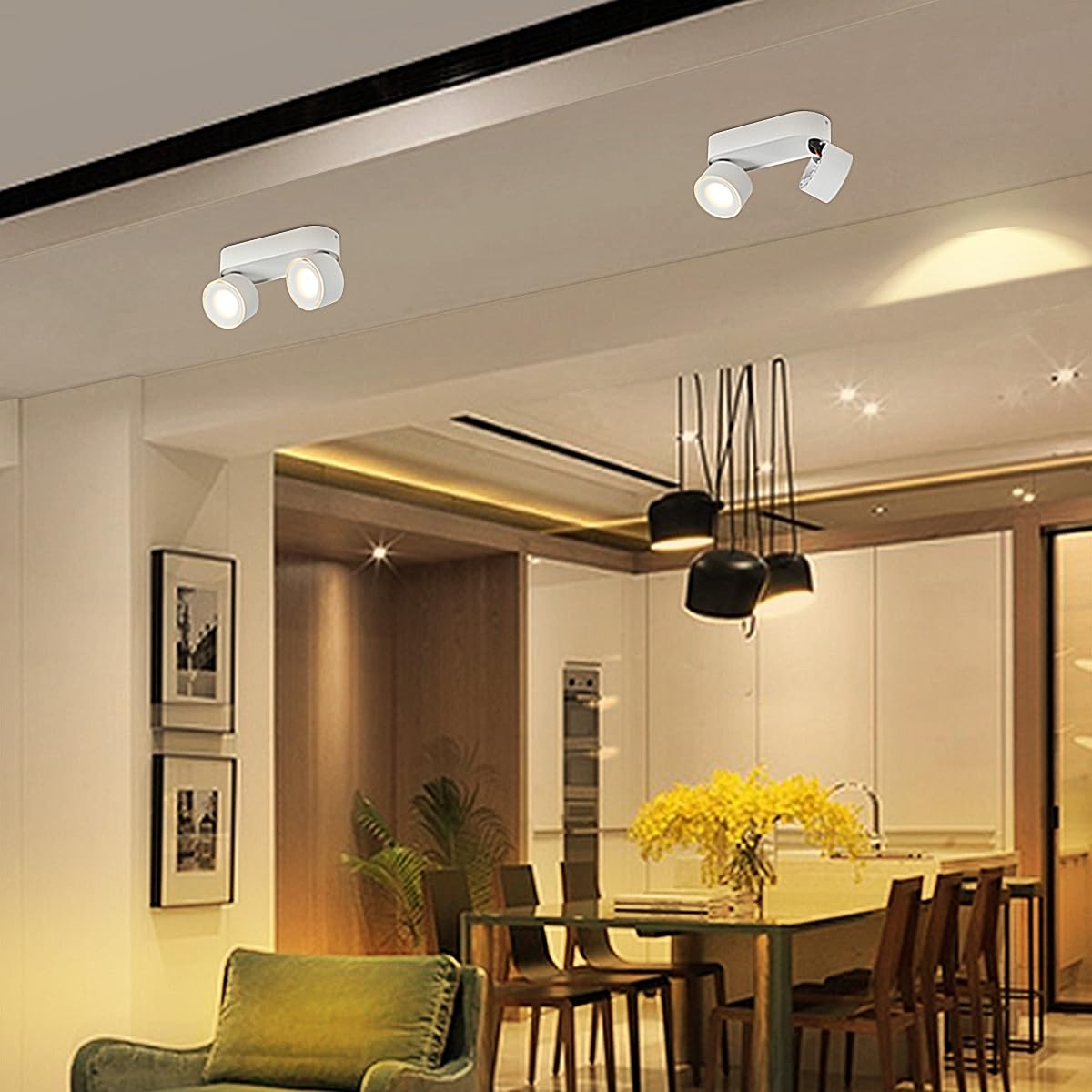 Budbuddy 2x12W LED Ceiling Spotlamps Orientable Swivel Spotlights White Surface Mounted Downlight Modern Indoor Ceiling Lights for Corridor Living