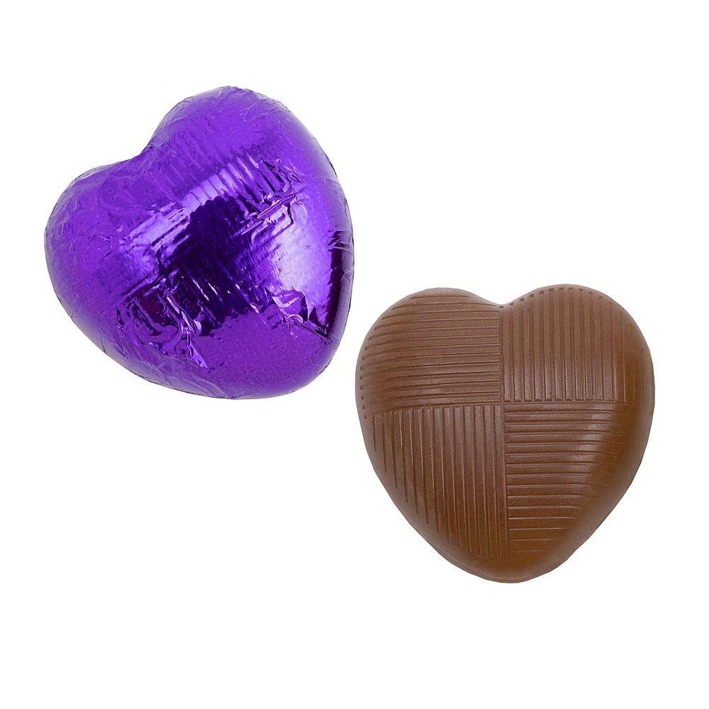 Italian Options Milk Chocolate Hearts, 1 KG approx 166 Pieces, Purple Foil