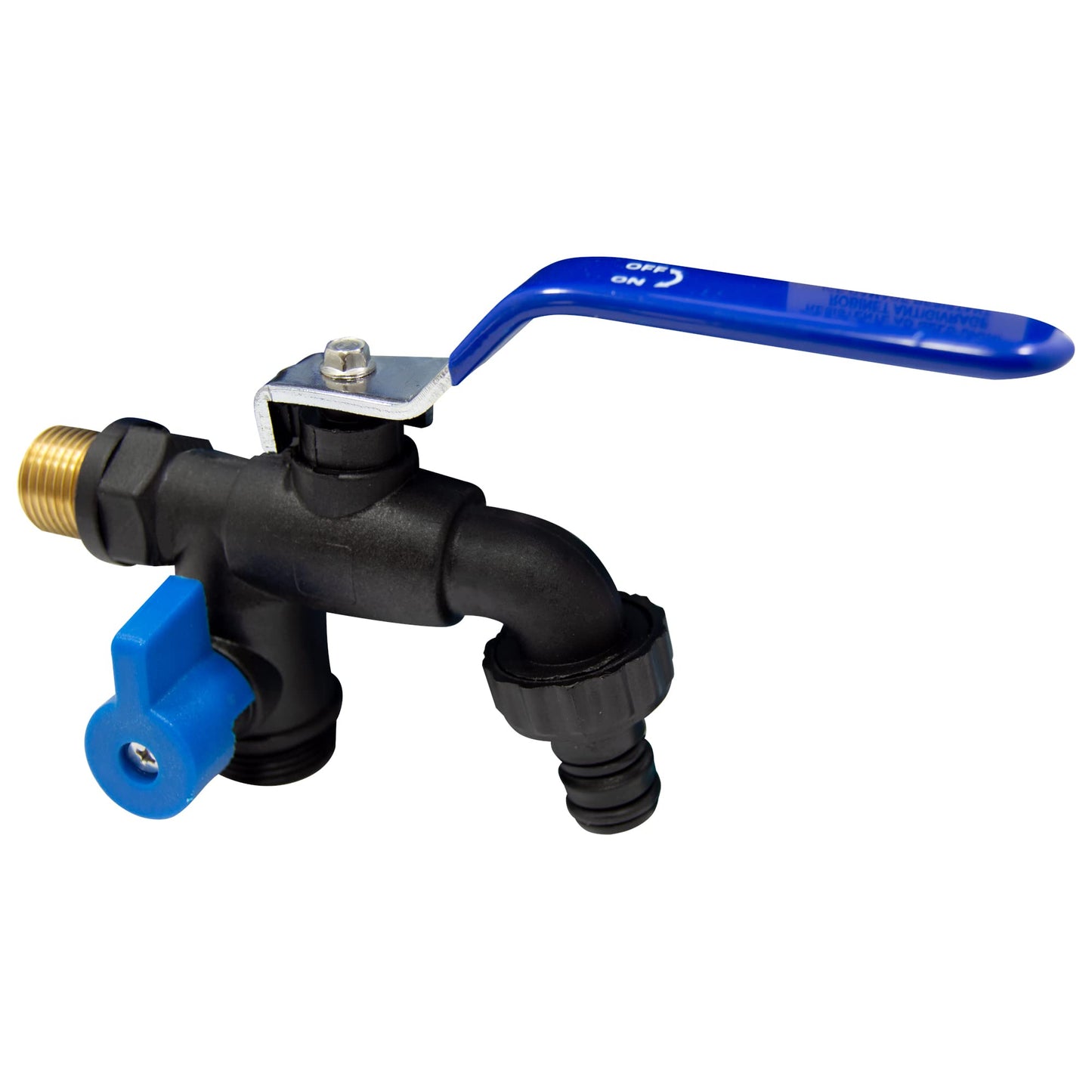 S&M 180040 Anti-Ice Garden Tap with Two Outlet and Automatic Outlet, Black and Blue