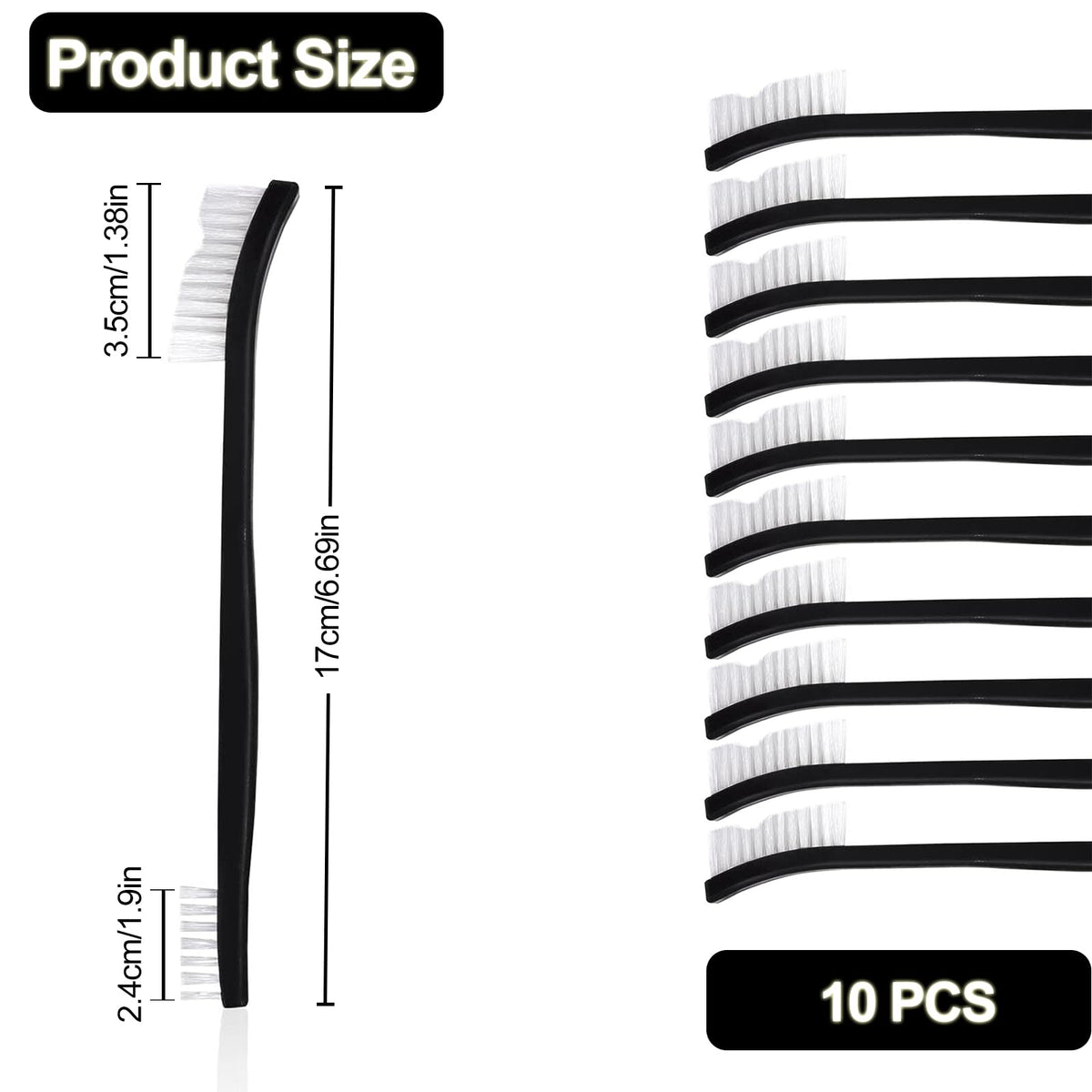 10 PCS Small Cleaning Brushes Set, Double-Ended Nylon Detailing Crevice Brush 7Inch All Purpose Stiff Bristles Brushes for Kitchen Sink Bathroom Gaps