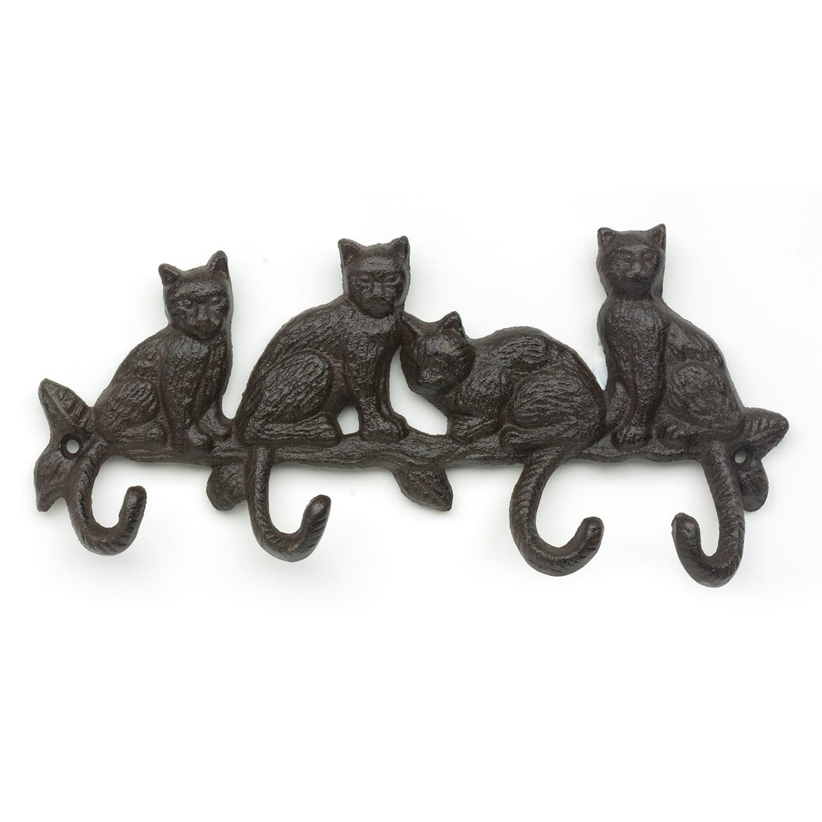CKB LTD Coat Rack Wall Mounted Cast Iron Cat Tail Hooks - Rustic Decorative 4 Peg Rail, Multi-Purpose Heavy Duty Metal Hanging Hook for Coats, Keys
