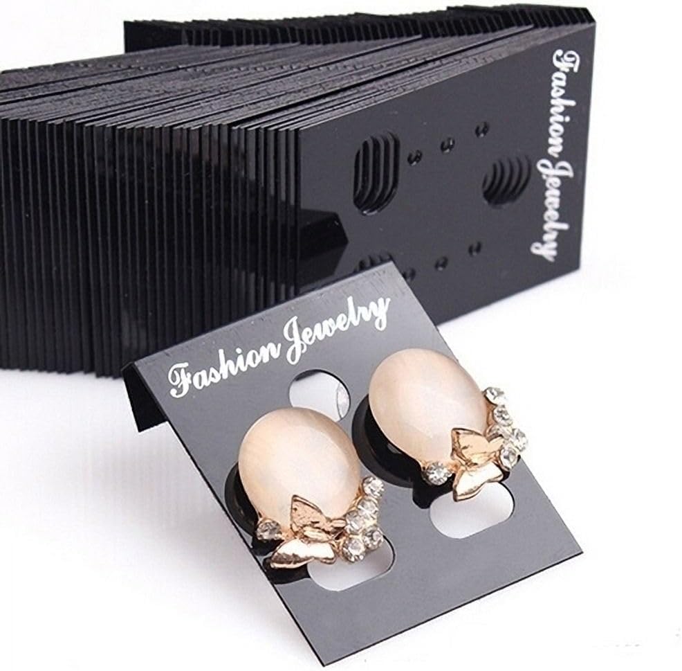 100 Pieces Black Earrings Display Card,Plastic ewelry Packaging DIY Earrings Holder Jewelry Display Card Supplies Jewelry Making Display and