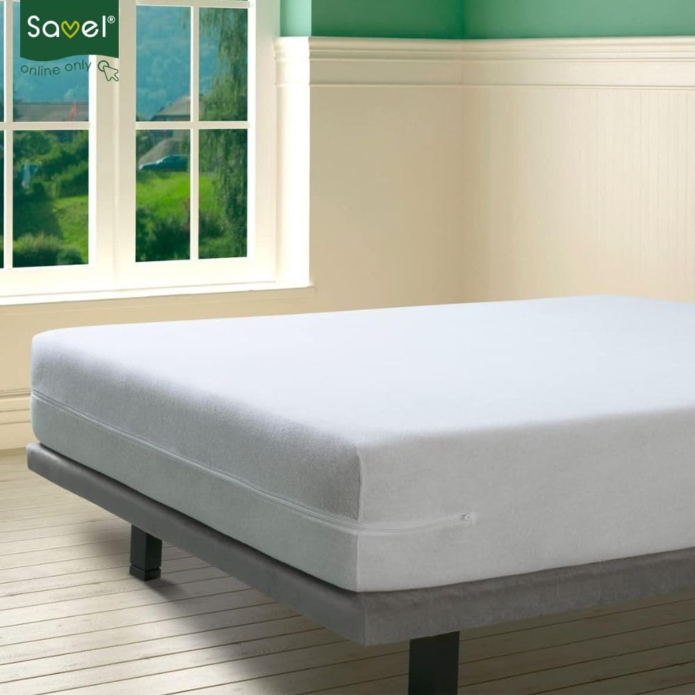 SAVEL Mattress Encasement 120x190/200cm Small Double Adjustable and Elastic Absorbent and Waterproof