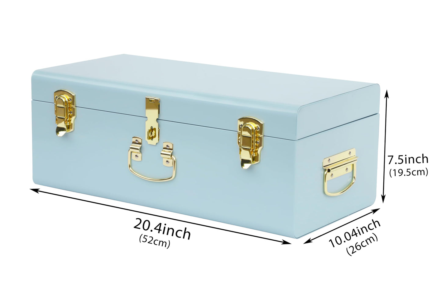 HofferRuffer Metal Storage Trunk with Lockable Lid & Handles, Heavy Duty Storage Chest for Bedroom, Living Room, Bedding, Blankets and Toys