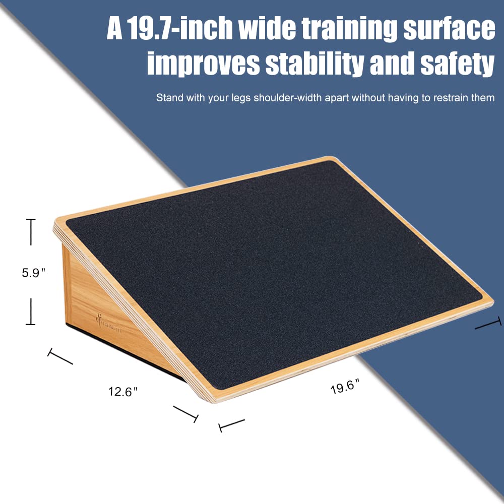 StrongTek Slant Board for Knees Over Toes, Training Incline Board for Squats, 1000 Lbs Weight Capacity, Wooden Incline Boards with Non-Slip Surface