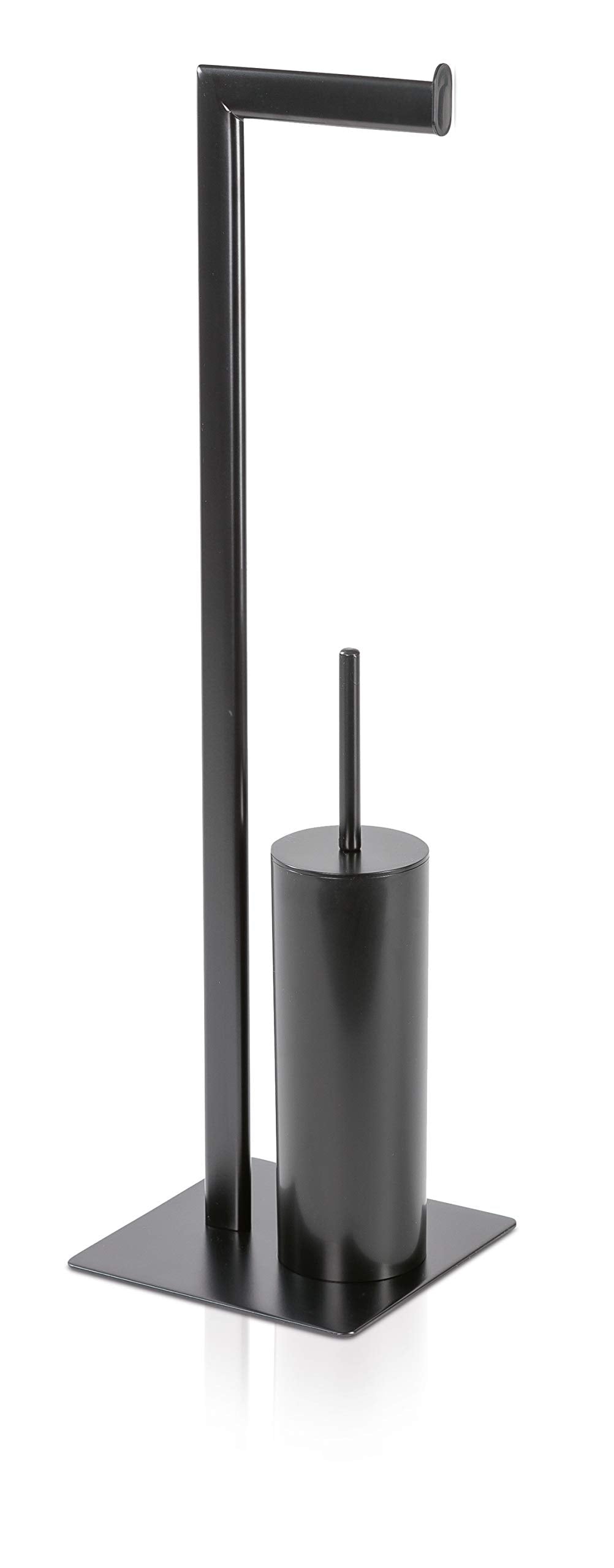 M?ve Brush and Toilet Paper Holder, metal, Black, 20x16x71 cm