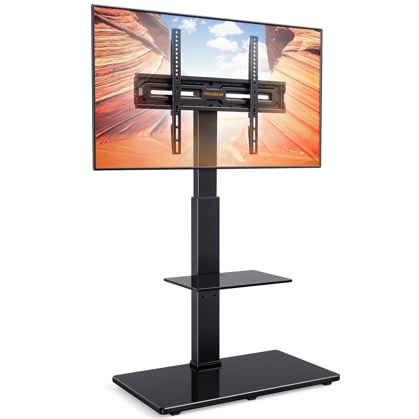 PERLEGEAR TV Floor Stand for 30-70 inch TVs up to 50KG with Tilt, Tall TV Stand with 80 Degrees Swivel, Height Adjustable Floor TV Stand with