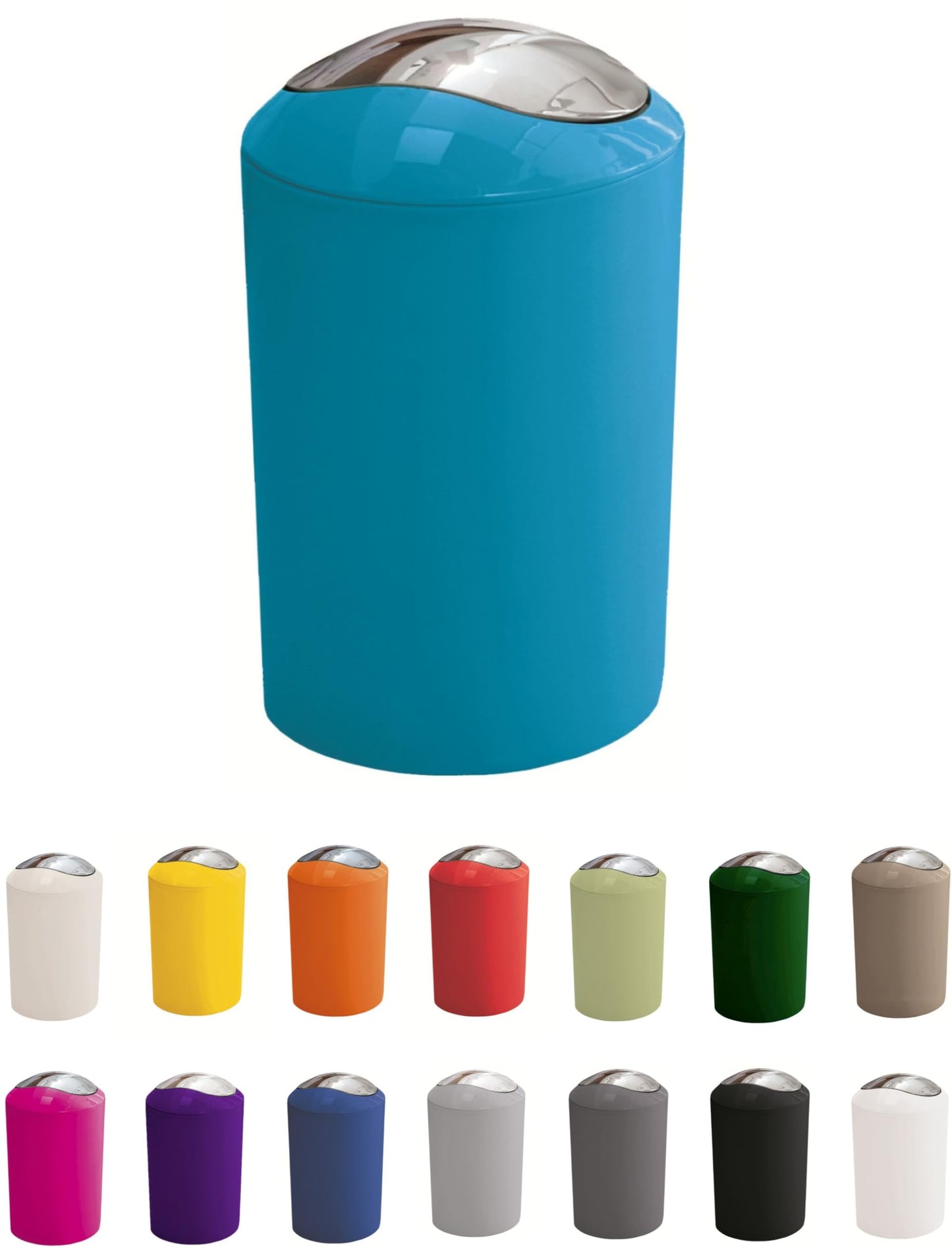 KW "Gleam 5Ltr Swing Bin - Compact Bathroom/Office/Bedroom/Waste Bin (Turquoise)