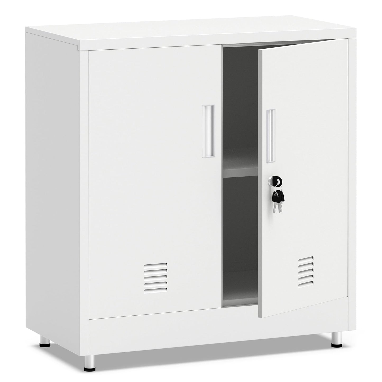JINKUR Metal Storage Cabinet with Locking Doors and Adjustable Shelf, Small Lockable Sideboard Buffet Cabinet for Home, Office, Entryway, Hallway