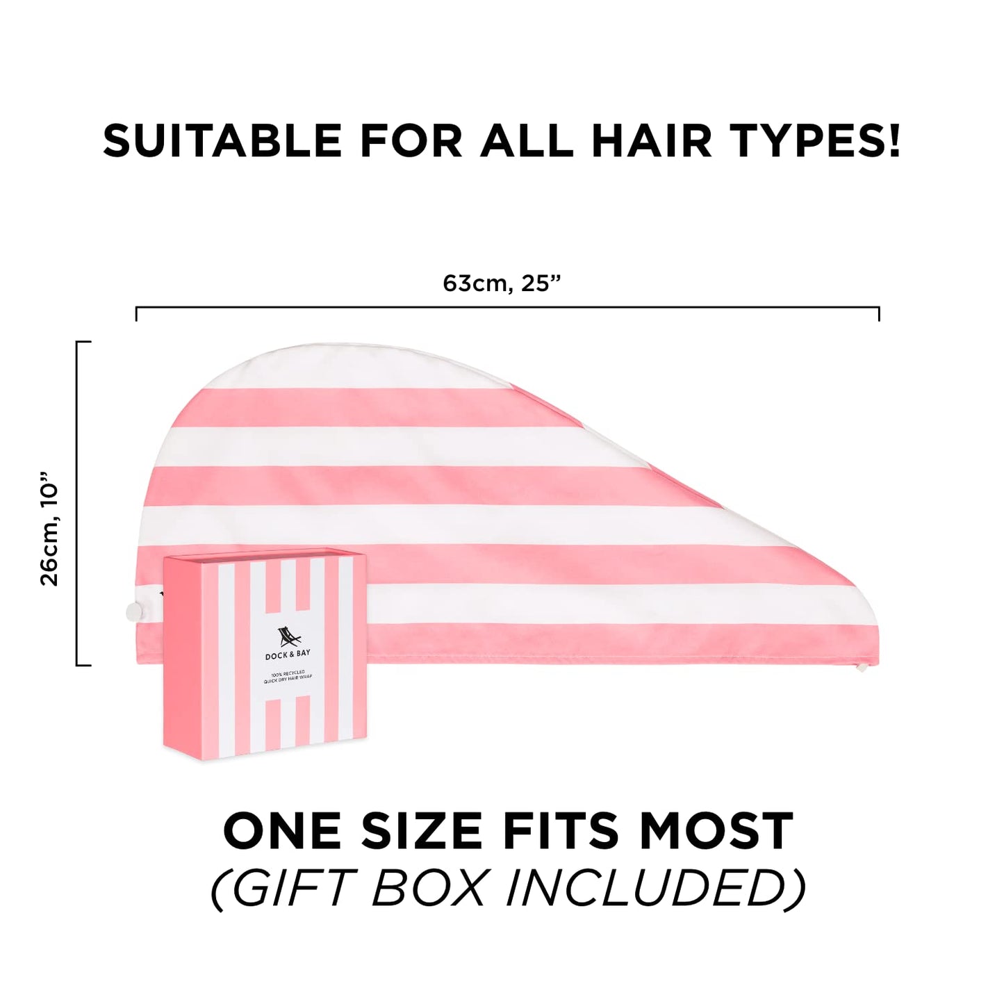 Dock & Bay Turban Hair Towel - For Home & the Beach - Super Absorbent, Quick Dry - Malibu Pink, One Size
