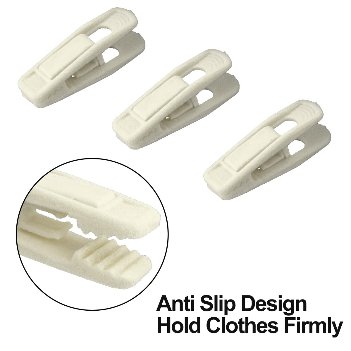 Corodo Velvet Hangers Clips, 20 Pack Strong Felt Hanger Finger Clips, Ivory