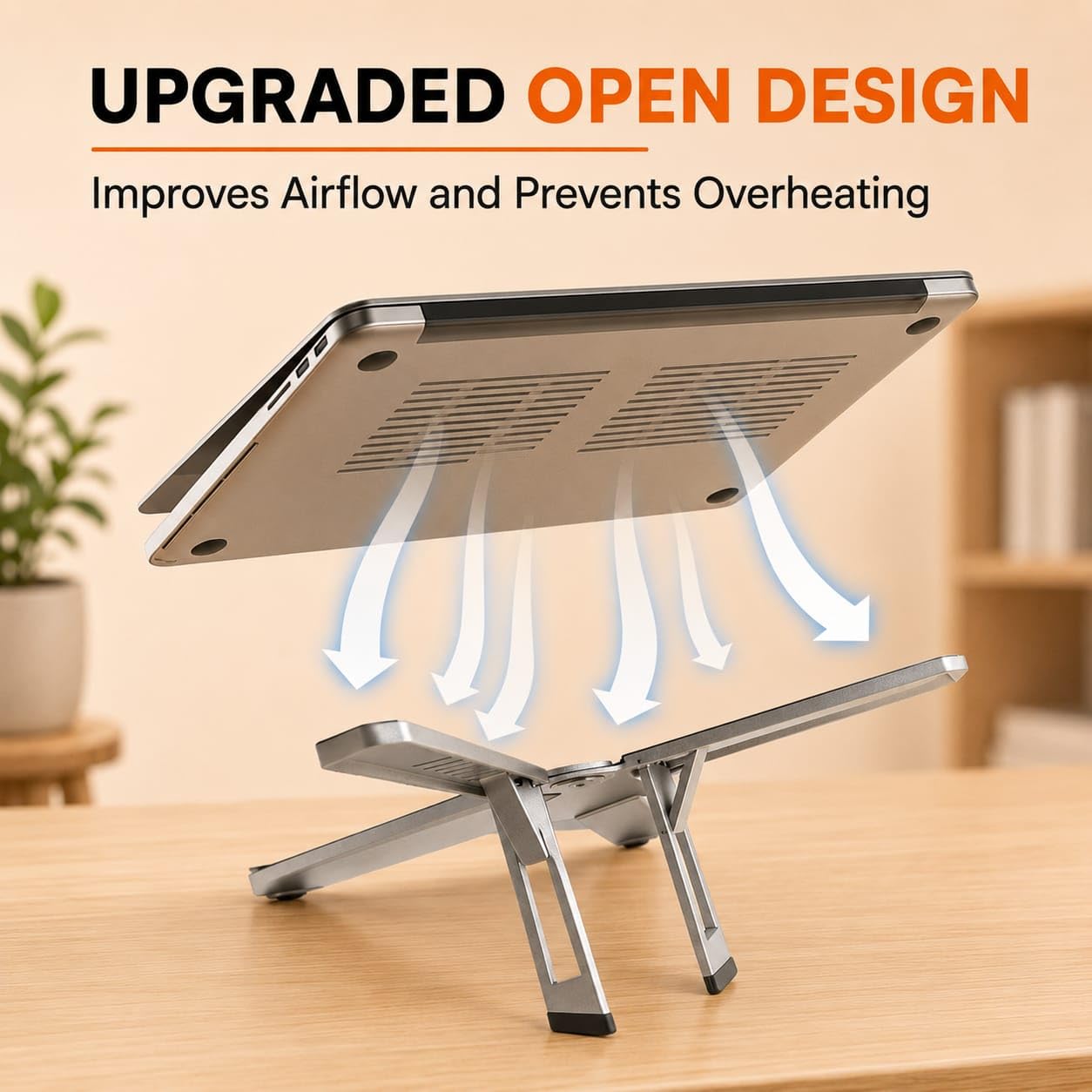 MAZALAK Laptop Stand for Desk, Foldable Aluminium Laptop Riser, Portable Height Adjustable Computer Stand, Ergonomic Holder Compatible with MacBook