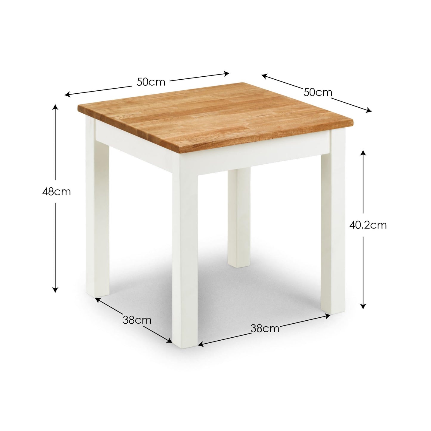 Julian Bowen Coxmoor End Table, 2 Tone, White & Oak - H48 x W50cm