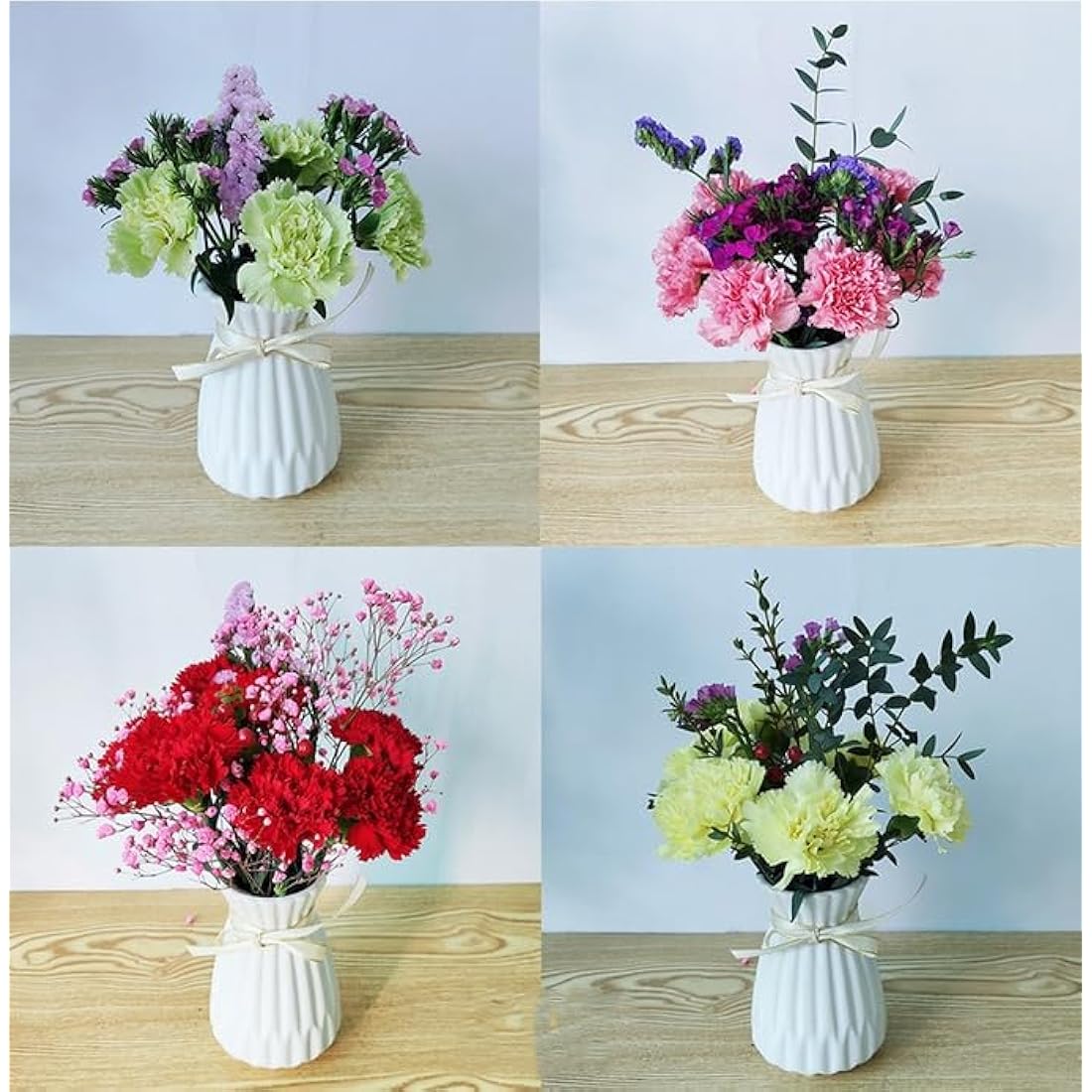 Rikyo 11 Inch Bouquets 10 Stem Rose Red Carnations,Outdoor UV Resistant No Fade Artificial Flower,Mini Carnation Silk Petals Fake Flowers Forever Plants for Photo Props Home Party and Wedding Decor